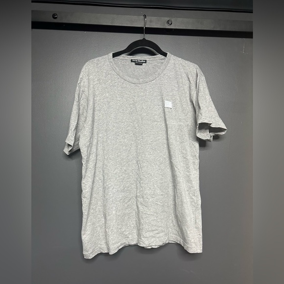 NEW Acne Studios Nash Logo Appliquéd Cotton-Jersey T-Shirt Grey L - Picture 2 of 5